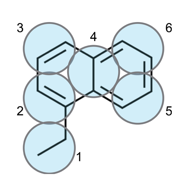 Figure 2 | Atom-to-bead mapping of the 1-ethylnaphthalene.